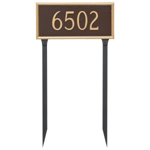 Melilla Rectangle One Line Address Sign Plaque with Lawn Stakes