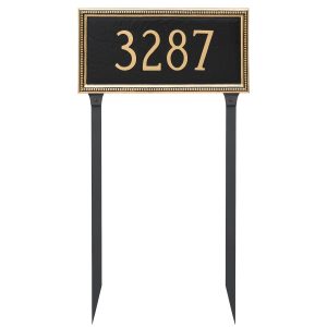 Verona Rectangle One Line Address Sign Plaque with Lawn Stakes