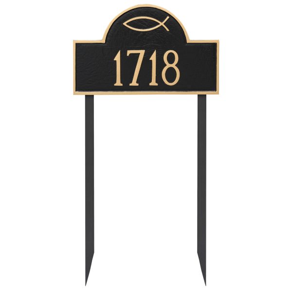 Ichthus Classic Arch Standard Address Sign Plaque with Lawn Stake