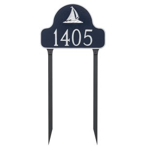 Sailboat Arch Address Sign Plaque with Lawn Stakes