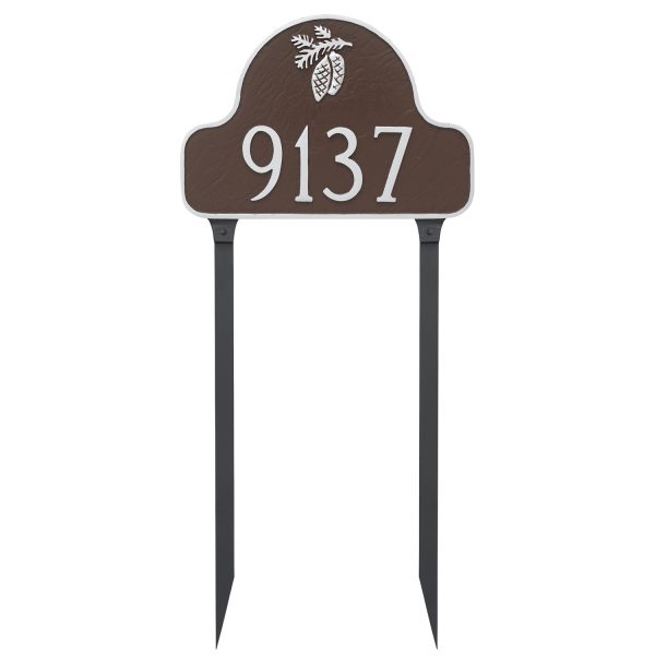 Pinecone Arch Address Sign Plaque with Lawn Stakes