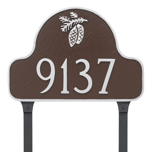 Pinecone Arch Address Sign Plaque with Lawn Stakes