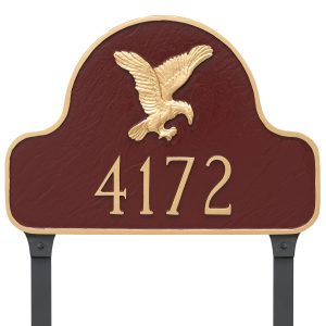 Eagle Arch Address Sign Plaque with Lawn Stakes