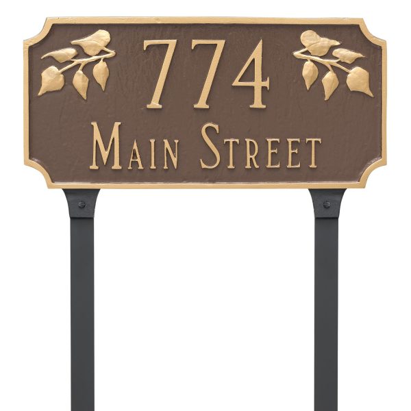 Camden Ivy Two Line Address Sign Plaque with Lawn Stakes