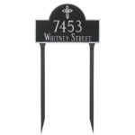 Classic Arch with Ornate Cross Address Sign Plaque With Lawn Stakes