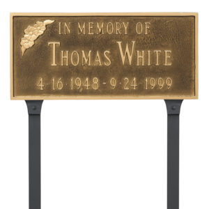 Memorial Plaque with Flower with Lawn Stakes