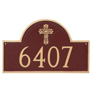 Classic Arch with Fluted Cross Address Sign Plaque