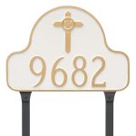 Arch with Celtic Cross Address Sign Plaque with Lawn Stakes