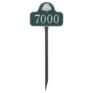 Small Oak Tree Arch Address Sign Plaque with Lawn Stake