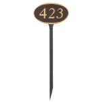 Ferris Oval Address Plaque Sign with Lawn Stake