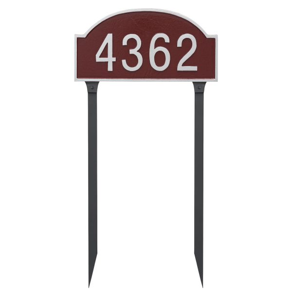 Dover Arch One Line Standard Address Sign Plaque with Lawn Stakes