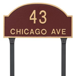 Dover Arch Two Line Standard Address Sign Plaque with Lawn Stakes