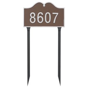 Hillsdale Arch Standard One Line Address Sign Plaque with Lawn Stake