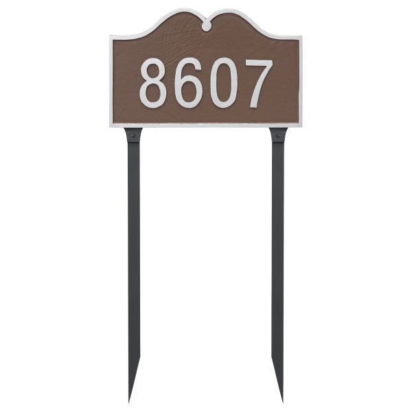 Hillsdale Arch Standard One Line Address Sign Plaque with Lawn Stake