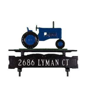 Cast Aluminum One Line Lawn Sign with Tractor Ornament