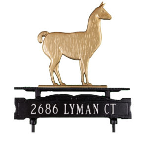 Cast Aluminum One Line Lawn Sign with Llama Ornament