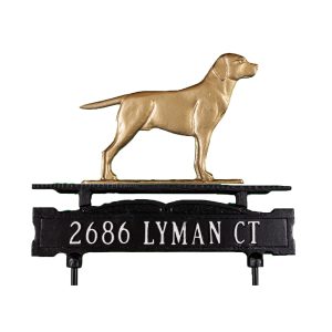 Cast Aluminum One Line Lawn Sign with Retriever Ornament