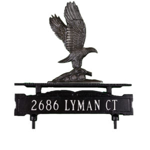 Cast Aluminum One Line Lawn Sign with Eagle Ornament