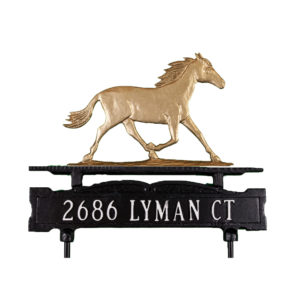 Cast Aluminum One Line Lawn Sign with Horse Ornament
