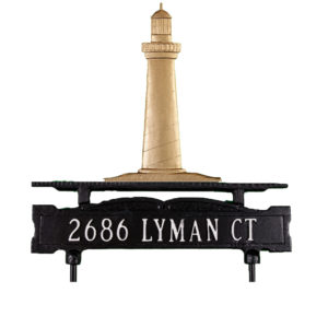 14" x 14.75" Cast Aluminum One Line Lawn Sign with Cape Cod Lighthouse Ornament