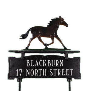 12.25" x 14.75" Cast Aluminum Two Line Lawn Sign with Horse Ornament