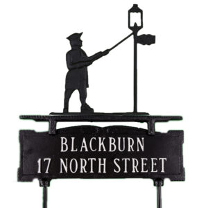 15.25" x 14.75" Cast Aluminum Two Line Lawn Sign with Lamplighter Ornament