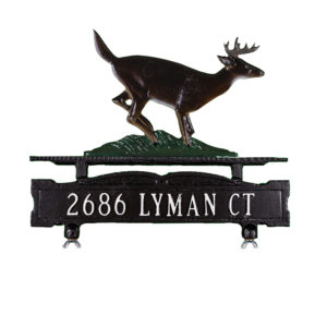 Cast Aluminum One Line Mailbox Sign with Buck Ornament