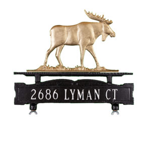 Cast Aluminum One Line Mailbox Sign with Moose Ornament