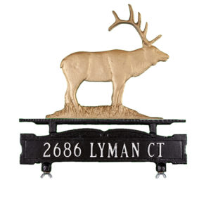 Cast Aluminum One Line Mailbox Sign with Elk Ornament