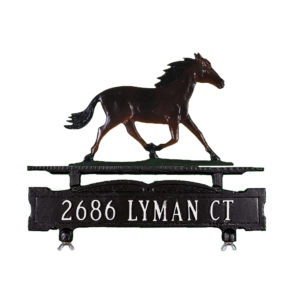 Cast Aluminum One Line Mailbox Sign with Horse Ornament