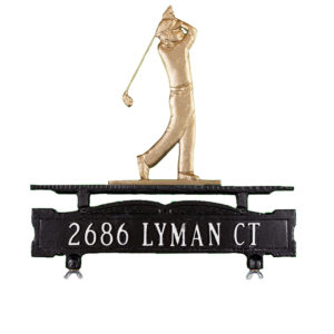 Cast Aluminum One Line Mailbox Sign with Golfer Ornament