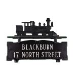 8.75" x 14.75" Cast Aluminum Two Line Mailbox Sign with Train Ornament