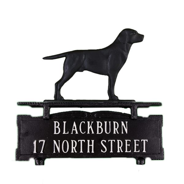 Cast Aluminum Two Line Mailbox Sign with Retriever Ornament