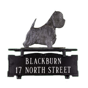 12.25" x 14.75" Cast Aluminum Two Line Mailbox Sign with West Highland Terrier Ornament