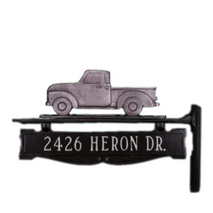 7.5" x 14.75" Cast Aluminum One Line Lawn Sign with Classic Truck Ornament