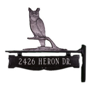 Cast Aluminum One Line Post Sign with Owl Ornament
