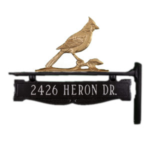 Cast Aluminum One Line Post Sign with Gold Cardinal Ornament