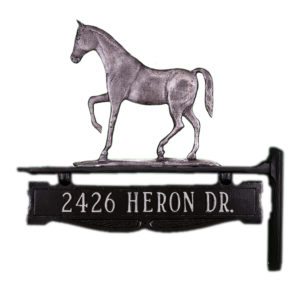 Cast Aluminum One Line Post Sign with Gaited Horse