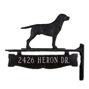 Cast Aluminum One Line Post Sign with Gold Retriever Ornament