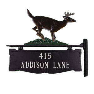 Cast Aluminum Two Line Post Sign with Buck