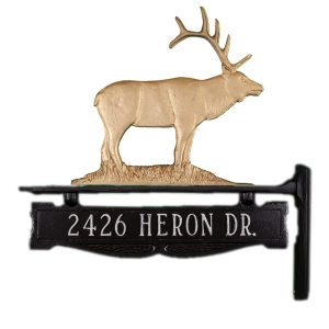 14.75" x 14.75" Cast Aluminum Two Line Post Sign with Elk Ornament