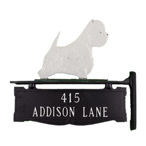 12.25" x 14.75" Cast Aluminum Two Line Post Sign with Gold West Highland Terrier Ornament