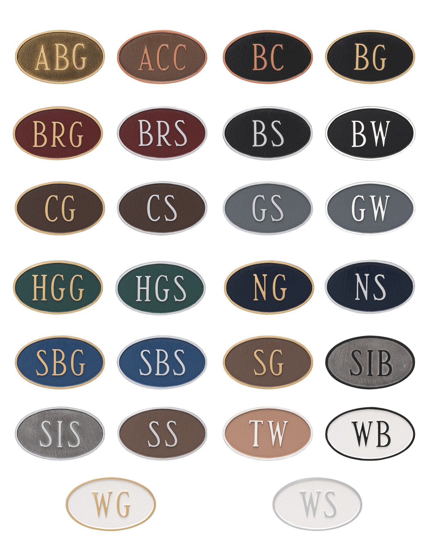 The Address Number Store Product Color Chart