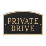 13" x 21" Large Arch Private Drive Statement Plaque Sign Black with Gold Lettering