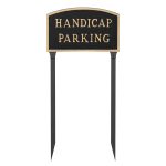 10" x 15" Standard Arch Handicap Parking Statement Plaque Sign with 23" lawn stake, Black with Gold Lettering