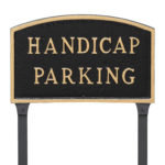 10" x 15" Standard Arch Handicap Parking Statement Plaque Sign with 23" lawn stake, Black with Gold Lettering