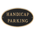 6" x 10" Small Oval Handicap Parking Statement Plaque Sign Black with Gold Lettering