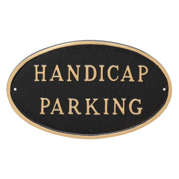 10" x 18" Large Oval Handicap Parking Statement Plaque Sign Black with Gold Lettering