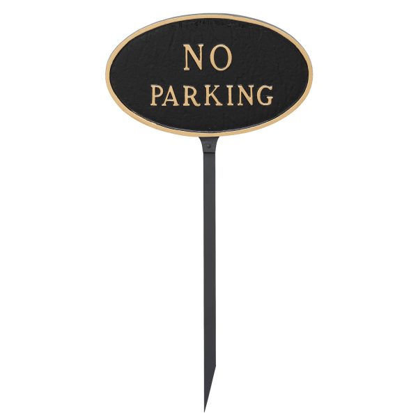 6" x 10" Small Oval No Parking Statement Plaque Sign with 23" lawn stake