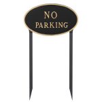 10" x 18" Large Oval No Parking Statement Plaque Sign with 23" lawn stake